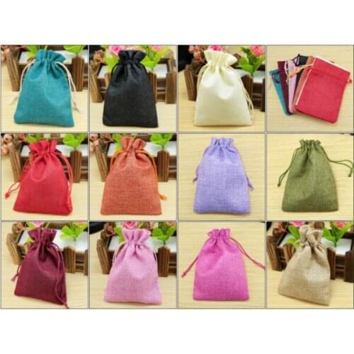 100pcs/lot Christmas Party Burlap Jute Sacks Vintage Weddings Parties Favor With Drawstrings Gift Bags Packaging Bag