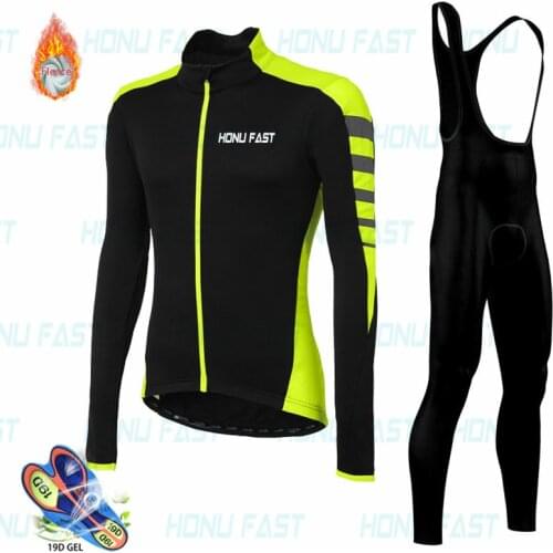 2020 Winter Men Long Sleeve Maillot Ropa Ciclismo Thermal Fleece Bike Team Cycling Jersey Set MTB Bicycle Clothing Bike Wear