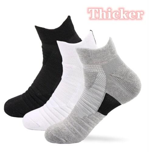3 Pairs Running Stockings Men Short Socks Thick Sweat Absorbing Outdoor Sports Walking Stockings Basketball Stockings