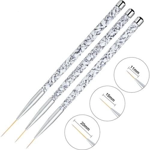 3pcs Nail Art Acrylic Liner Painting Brush French Lines Stripes Grid 3D DIY Tips Nail Art Design Halloween Stamps