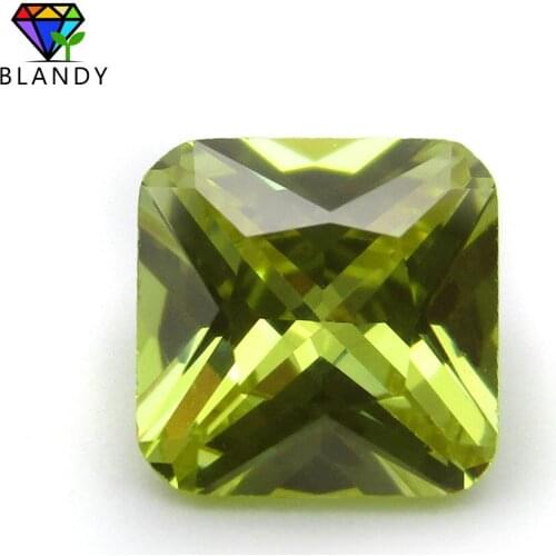 5A Grade 3*3~10*10mm Octangle Shape Princess Cut Peridot Yellow Cubic Zirconia Stone Synthetic CZ Gems For DIY Jewelry