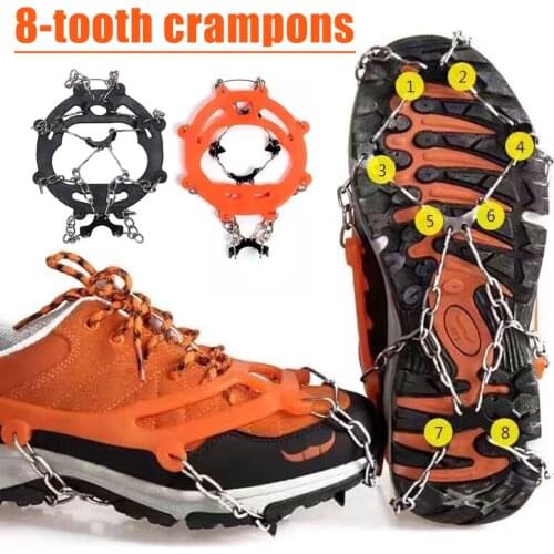 8 Claw Shoe Ice Claw Anti-skid Boots Crampons Outdoor Rock Climbing Shoes Accessories Hike Mountaineering EDF88