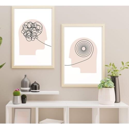 Abstract Canvas Painting Talking Helps Therapist Nordic Posters and Prints Modern Wall Art Pictures for Doctor Office Room Decor
