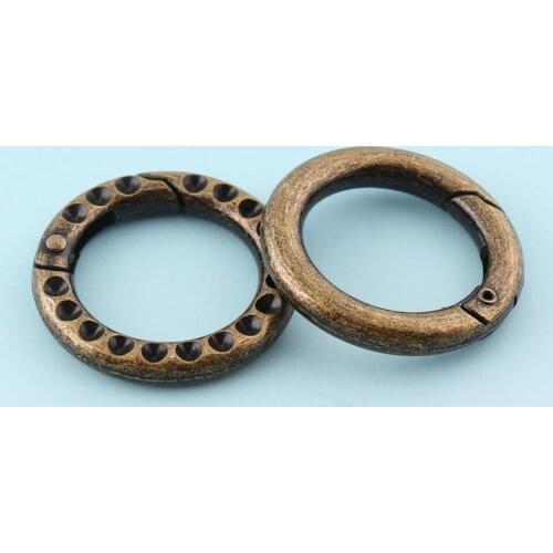 Bronze Spring Clasp Round Snap Hook 17mm Metal Webbing Hook Bag Clasp push gate hooks Bag hardware