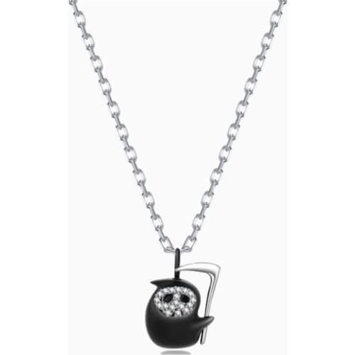 BLACK AWN New Classic 925 Sterling Silver Jewelry Halloween Ghost Necklace for Women Gift K060