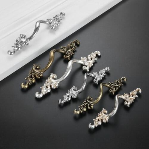 Zinc Alloy Kitchen Cabinets Door Pulls 64MM/96MM Antique Furniture Hardware Handle Drawer Wardrobe Cupboard Handle Dresser Knob