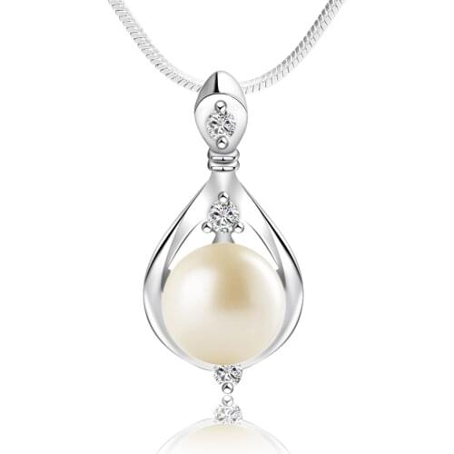 Elegant Lady Simple Round Chain Pearl Crystal Rhinestone Pendant Necklace Charming Fashion Jewelry For Women Birthday Gifts