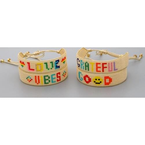 Go2Boho Miyuki Bracelet LOVE Letter Bracelets For Women Heart Boho Rainbow Handmade Loom Jewelry Seed Beads Pulseras Mujer