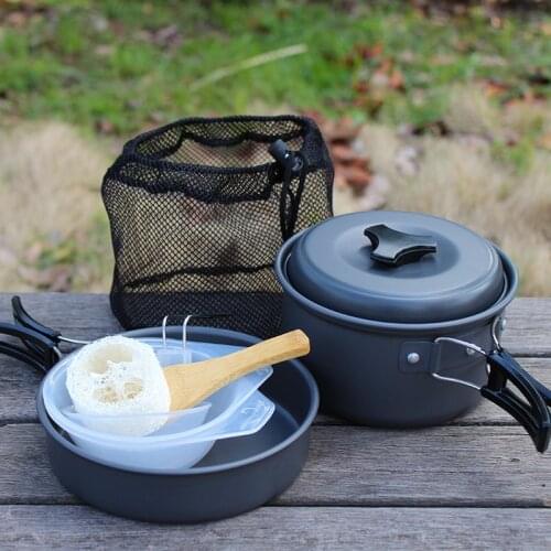 Hot Sale 8pcs/set Outdoor Camping Hiking Cookware Backpacking Cooking Picnic Bowl Pot Pan Set Drop Shipping