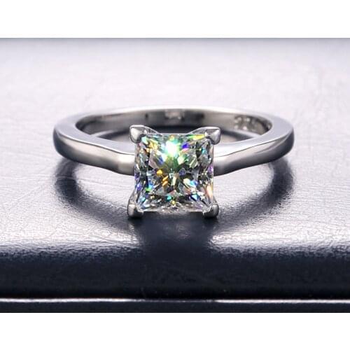 USTAR Square White CZ Rings For Women White gold wedding rings Fashion jewelry female anel party gifts