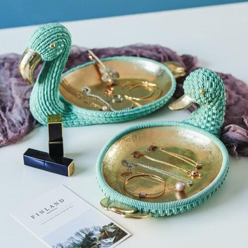 Handmade Creative Swan Gold Jewelry Box European Jewelry Storage Box Princess High-End Luxury Wedding Lucky Fortune Gift