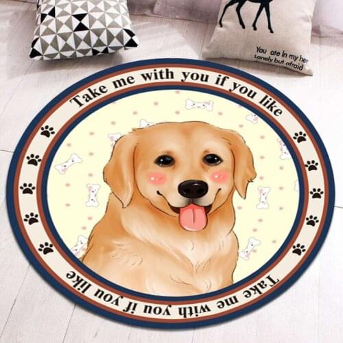 Cute Dog Modern home decorative round mat carpet fashion cartoon printed round rugs parlor floor mat anti-slip Children bedroom