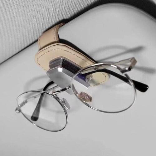 Multi-function Mini Glasses Clip Car Sun Visor Aluminum Alloy Leather Card Holder Clip Wear-resistant And Durable