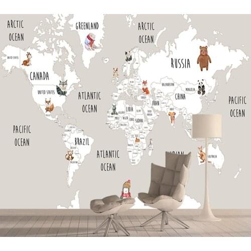 Cartoon Map Animal 3d Wall Paper Papers Home Decor Custom Murals Wallpapers for Living Room Kids Bedroom Walls Wallpaper Mural