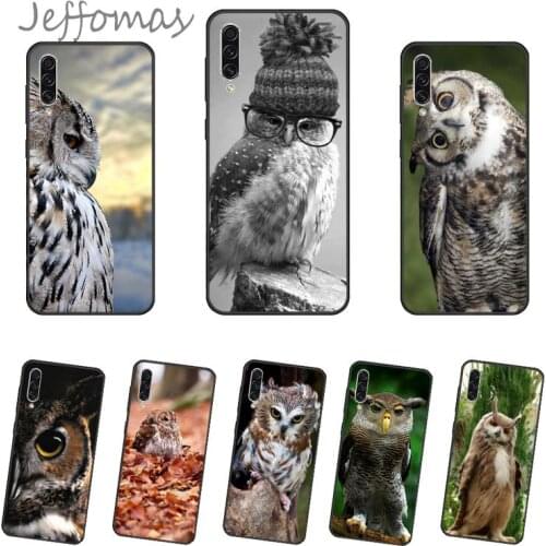 Animal owl Black soft Phone Case For Samsung galaxy S 7 8 9 10 20 edge A 6 10 20 30 50 51 70 note 10 plus