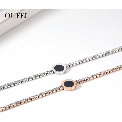 OUFEI Stainless Steel Jewelry Woman Rose gold Shell Bracelets Bangles For Women Jewelry Accessories Offers With Free Shipping