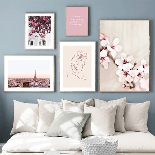 Character Cherry Flower Architecture Paris Canvas Painting Line Drawing Poster Wall Art Print Landscape Photograph Decor Picture