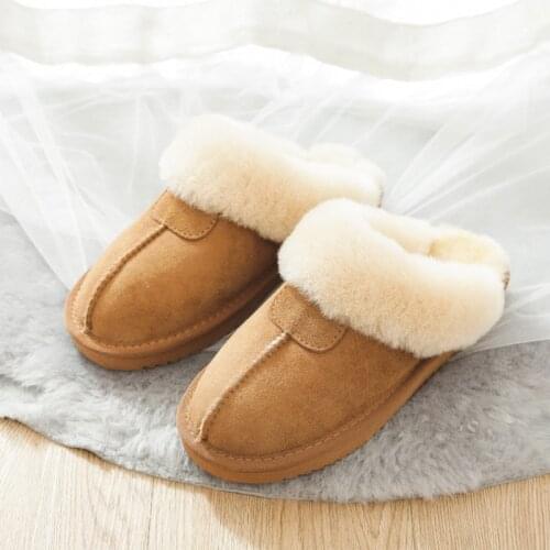 Stunning Women Natural Sheepskin Home Slipper Winter Women Indoor Slippers Fur Slippers Wool Flip Flops Slipper Lady Home Shoes