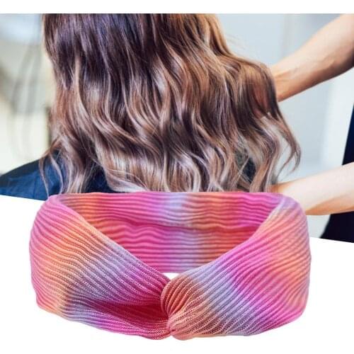 Hair Band Folded Multicolor Rainbow Style Polyester Metallic Twisted Headbands for Girls women sport party daily life Headbands