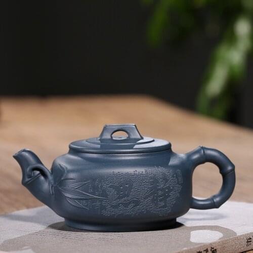 Paragraphs quality recommended undressed ore azure meditation of bamboo hot mud lettering flower pot kung fu tea pot