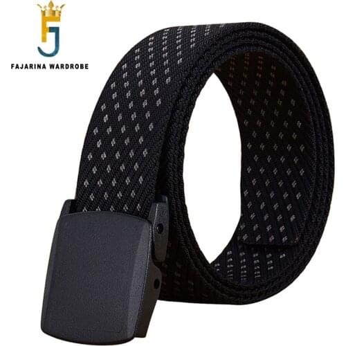 FAJARINA Mens High Quality Plastic Buckle Belts Man Mens Design Fashion Styles Plaid Dot Good Nylon 3.8cm Width CBFJ0083
