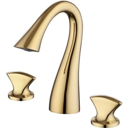 Luxury Good Quality Brass Bathroom sink faucet Three hole Two handle cold hot water basin mixer tap Copper bathroom faucet