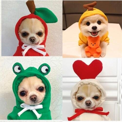 Cute Fruit Design Pet Clothing for Cat Yorkshire Terrier Clothes Chihuahua Dog Hoodie Winter Puppy Clothes Small Dog Sweatshirt