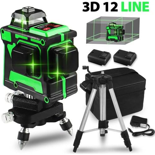 12 Lines 3D Laser Level Self-Leveling 360 Horizontal And Vertical Powerful Green Laser Beam Line Laser Level with Bracket/Tripod