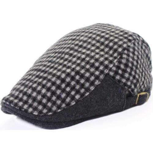 Outfly Wool Flat Cap for Men Winter Mens Berets Fashion Warm Peaked Cap Gentleman Hat