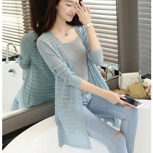 Spring sweater women Long sleeve School sweater Woman Cardigan Thin