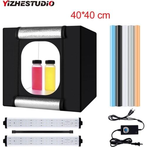 Yizhestudio photo box 40*40 cm LED Light box tabletop Shooting foldable Tent led studio box photobox for photography background