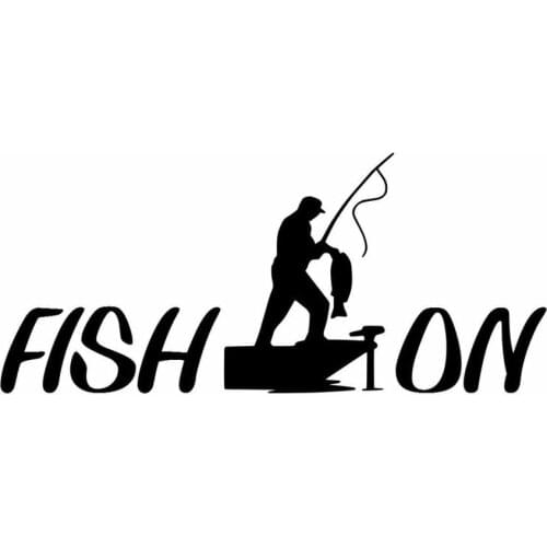 20cm*7.5cm FISH ON Fisherman Decal Car Truck Boat Bumper Window Funny Sticker
