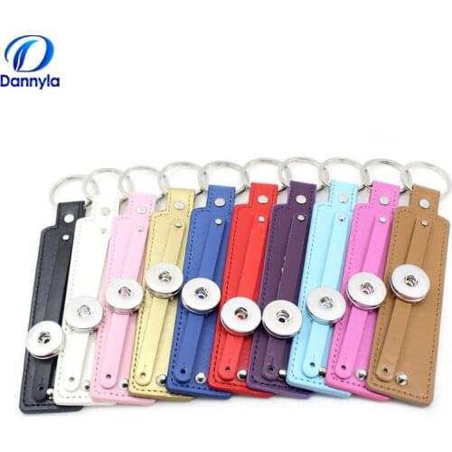 10pcs/lot Wholesale Mix Color Snap Button PU Leather Keychain Fit 18mm Snap Button Charms Jewlry LSNB19