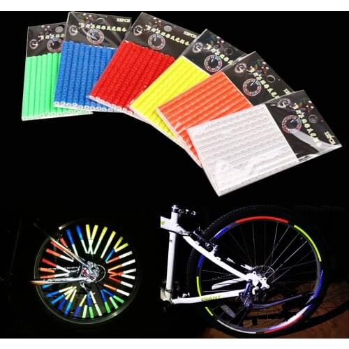 12Pcs Bicycle Reflective Strap Mountain Riding Wheel Rim Spoke Mount Clip Tube Safety Warning Light Flashing Strip Reflector