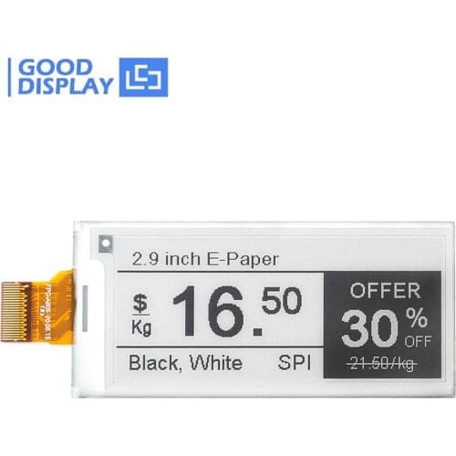 2.9 Inch E-Paper Screen 296x128 Raspberry Pi SPI Eink Display