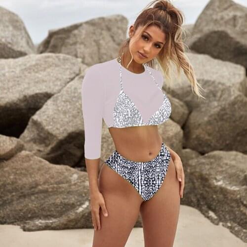 2021 Summer Fashion Three Piece Swimsuit High Waist Sexy Bikini Women Swimwear Femal Bather Bathing Suit Swim Lady Size S-Xl