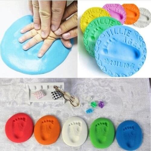 3pcs Baby Footprint Dry Air Soft Clay Infant And Child Growth Record Souvenir Footprint Mud 20g Multicolor Optional