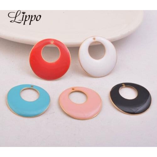 30pcs 22mm Gold Metal Copper Circle Charms High Quatily Enamel Round Earrings Pendant Jewelry Accessories Nickel and Lead Free