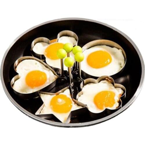 5pcs/set Stainless Steel Omelette Device Fried Egg Mold Love Star Plum Flower Mickey Circle Egg Mould Pancake Breakfast Mold