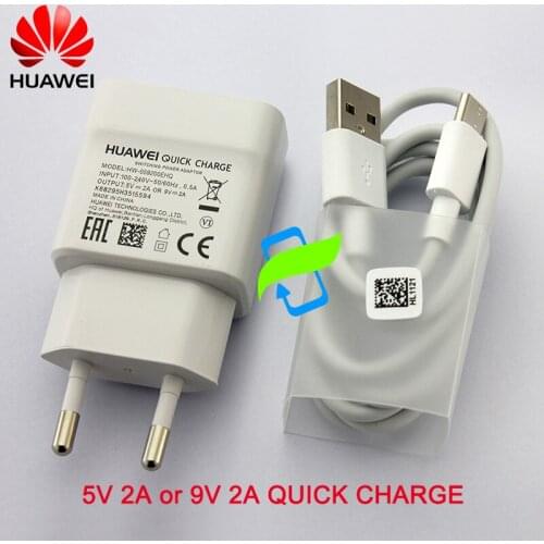 5Pcs Original Huawei P20 lite Charger 9V 2A QC 2.0 Quick Fast Charge Adapter USB Cable P10 P9 Plus Honor 9 8 Mate 10 Pro Nova 3
