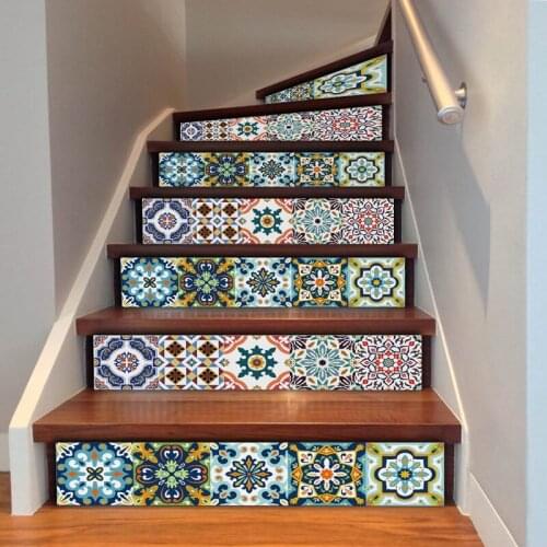 6/13pcs Self Adhesive PVC Staircase Decoration Stickers 3D Landscape Wallpaper Home Decor Stair Decal Waterproof