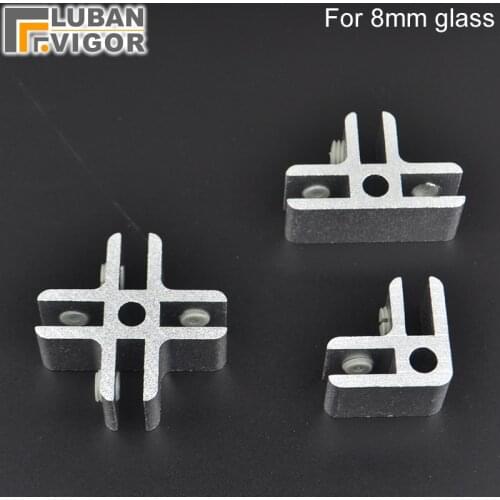 Aluminum Glass/Acrylic Showcase clips/connector,for 8mm glass/Acrylic,without drilling, assemble glass cabinet yourself,Hardware