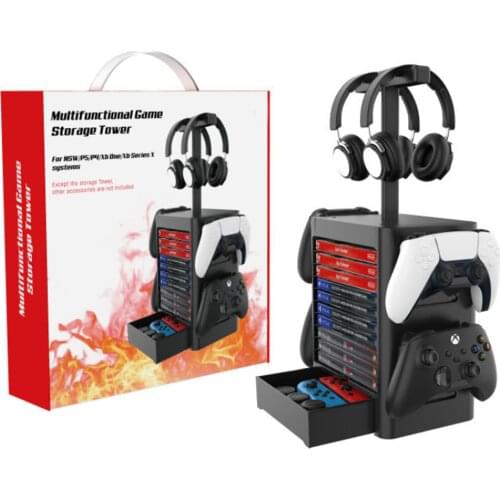 Bevigac Disc Storage Box Stands Storage Rack Multifunction Bracket For Sony PS5 PS4 Xbox Series X Game Nintendo Switch Game