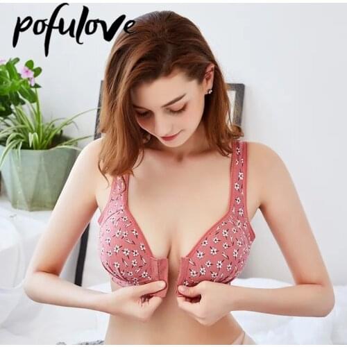 Front Buckle Bra Floral Bra Women Lingerie Bralette Top Front Closure Bras Plus Large Big Size Ladies 36-46 B C Sexy Push Up Bra