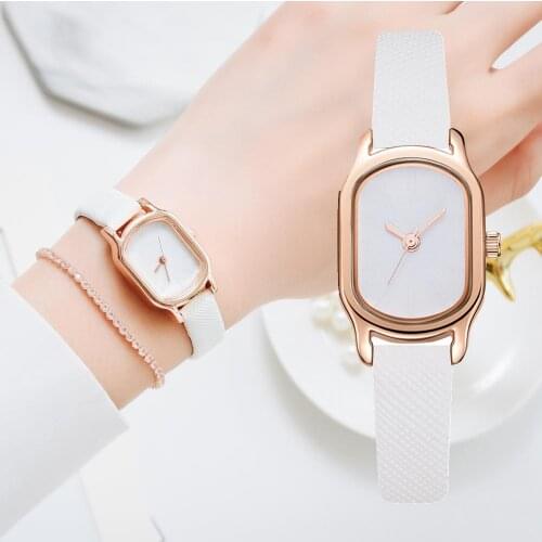 Women Quartz Watch PU Leather Band White Dial Analog Wrist Watch Women Bracelet Watches Crystal Clock Gift zegarek damski