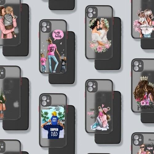 Girl Queen Mom and baby Phone Case matte transparent For iphone 7 8 11 12 plus mini x xs xr pro max cover