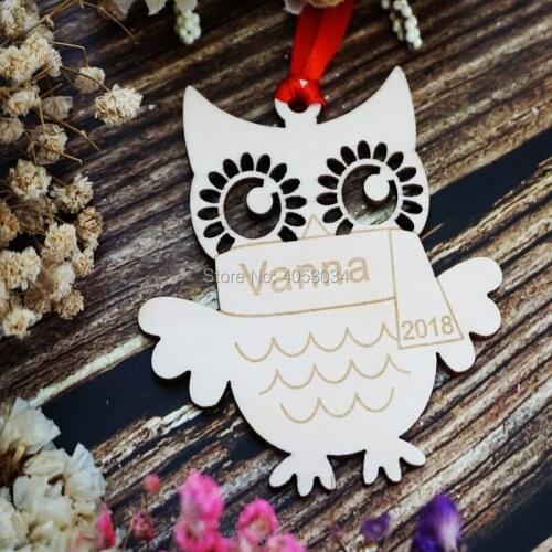 Wood Owl Ornament: Personalized Name, Boy or Girl, Classic Cute Woodland Animal Ornament, Babys First Christmas 2018