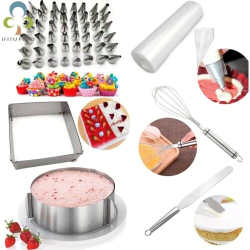 DIY Creative Round Square Stainless Steel Cake Baking Dessert Mold Tool Cake Decorating Bag Home kitchen tools YJN