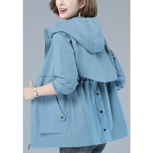 Middle-aged mother Hooded Jacket 2021 Spring Autumn Loose Long-sleeved Women Coat Plus size 4XL Solid Casual Female Windbreaker