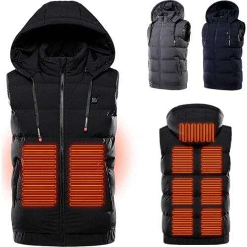 Unisex Heated Jackets Heat Coat USB Electric Thermal Clothing coat 9 Places Heating Hooded Jackets Winter Outdoor Warm Clothing